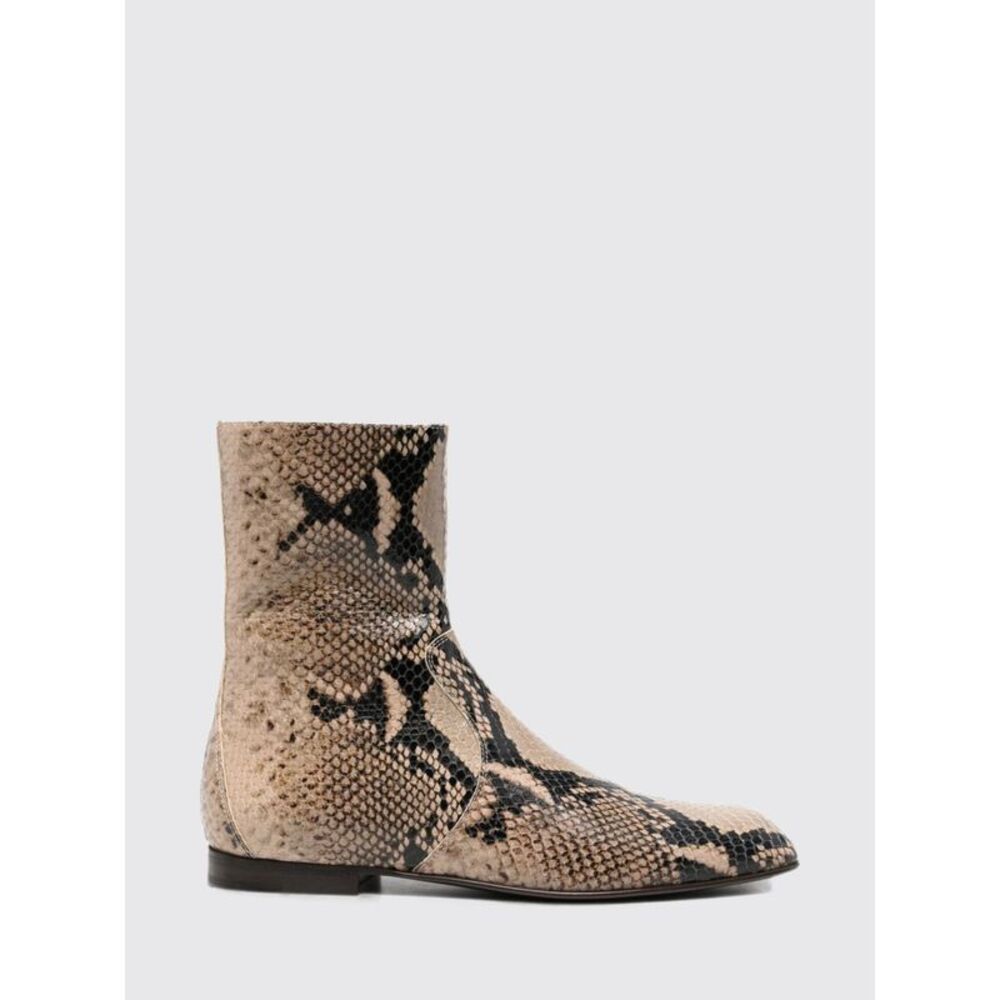 Khaite Women Colt Python-Print Leather Ankle Boots Khaite With Low Heel